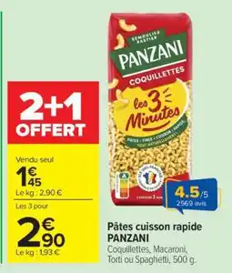 Carrefour Pâtes Cuisson Rapide 'Panzani' offre