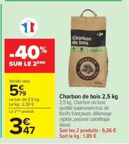 Carrefour Charbon De Bois 2,5 Kg offre