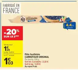 Carrefour Pâte feuilletée CARREFOUR ORIGINAL offre