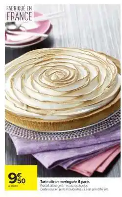Carrefour Tarte citron meringuée 6 parts offre