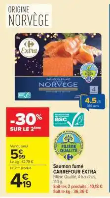 Carrefour Saumon Fumé Carrefour Extra offre