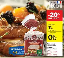 Carrefour Pain de mie Carrefour Classic' offre