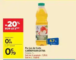 Carrefour Pur jus de fruits CARREFOUR EXTRA offre