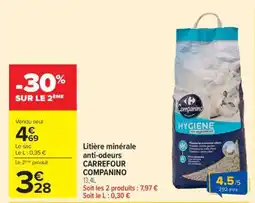 Carrefour Litière minérale anti-odeurs CARREFOUR COMPANINO offre
