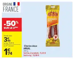 Carrefour Chorizo Doux Argal offre