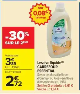 Carrefour Lessive liquide CARREFOUR ESSENTIAL offre