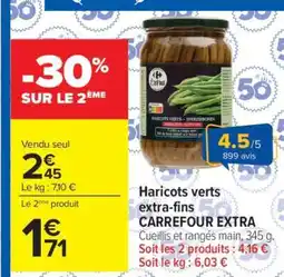Carrefour Haricots verts extra-fins CARREFOUR EXTRA offre