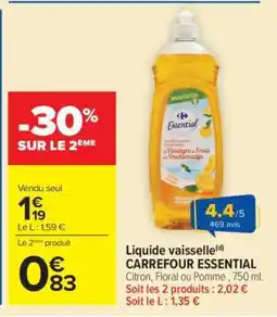 Carrefour LIQUIDE VAISSELLE CARREFOUR ESSENTIAL offre