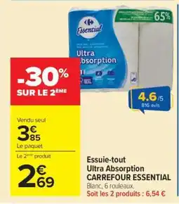 Carrefour Essuie-tout Ultra absorption CARREFOUR ESSENTIAL offre