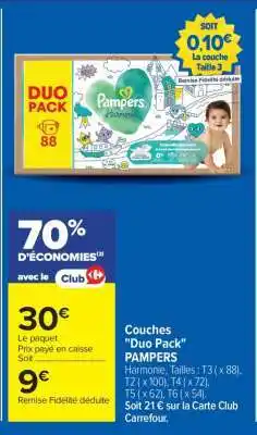 Carrefour Couches Duo Pack Pampers offre