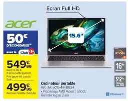 Carrefour Ordinateur portable Acer offre