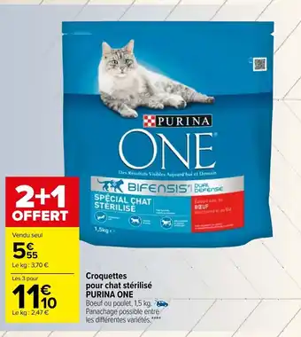Carrefour Market Croquettes pour chat stérilisé Purina One offre