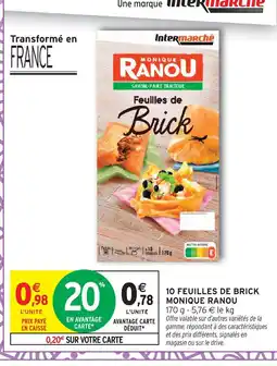 Intermarché Monique ranou feuilles de brick offre