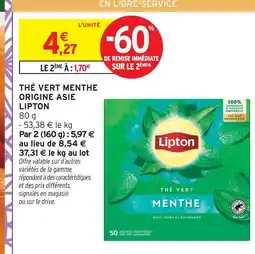 Intermarché Lipton thé vert menthe origine asie offre