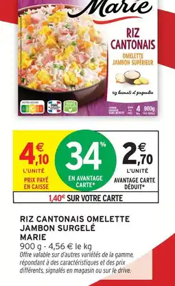 Intermarché Marie riz cantonais omelette jambon surgelé offre