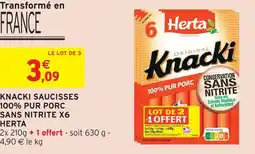 Intermarché Herta knacki saucisses 100% pur porc sans nitrite offre