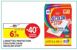 Intermarché Decolor stop lingettes protection couleurs 2x40 offre