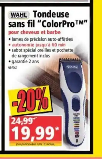 Norma Tondeuse Sans Fil "ColorPro" offre