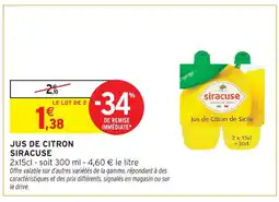 Intermarché Siracuse jus de citron offre