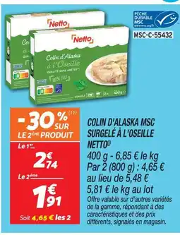 Netto Netto colin d'alaska msc surgelé à l'oseille offre