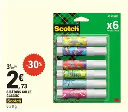 E.Leclerc SCOTCH 6 bâtons colle classic offre