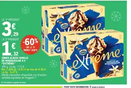 E.Leclerc EXTRÊME Cônes glacés vanille de madagascar x 6 offre