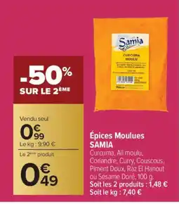 Carrefour SAMIA Épices Moulues offre