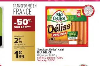 ISLA DÉLICE Saucisses Déliss' Halal