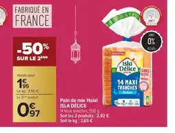 Carrefour ISLA DÉLICE Pain de mie Halal offre