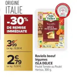 Carrefour ISLA DELICE Raviolis boeuf légumes offre