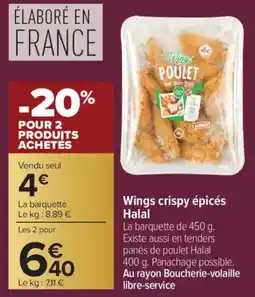 Carrefour Wings crispy épicés Halal offre