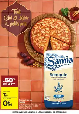 Carrefour SAMIA Semoule de blé offre