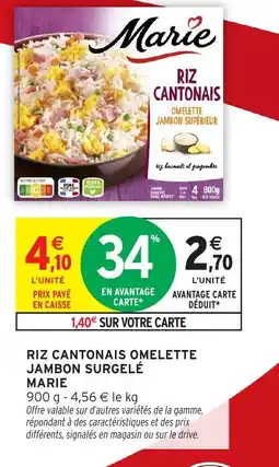 Intermarché Hyper MARIE Riz cantonais omelette jambon surgelé offre