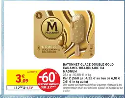 Intermarché Hyper MAGNUM Bâtonnet glace double gold caramel billionaire x4 offre