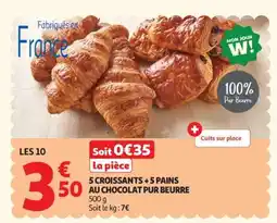 Auchan 5 Croissants + 5 Pains Au Chocolat Pur Beurre offre