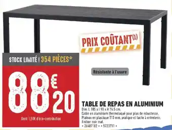Table de repas en aluminium