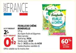 Auchan FEUILLE DE CHÊNE BONDUELLE offre