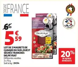 Auchan LOT DE 2 MAGRETS DE CANARD DU SUD-OUEST SÉCHÉS TRANCHÉS DELPEYRAT offre