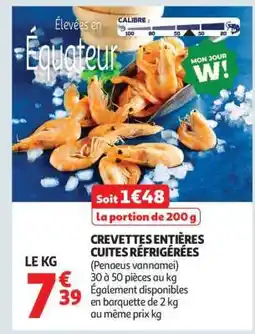 Auchan Crevettes Entières Cuites Réfrigérées offre