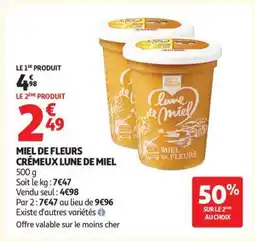 Auchan MIEL DE FLEURS CRÉMEUX LUNE DE MIEL offre