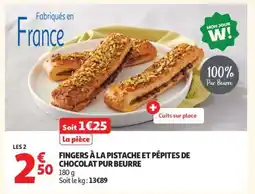Auchan FINGERS À LA PISTACHE ET PÉPITES DE CHOCOLAT PUR BEURRE offre
