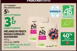 Auchan MÉLANGE DE FRUITS ROUGES SURGELÉS AUCHAN BIO offre