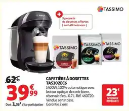 Auchan CAFETIÈRE À DOSETTES TAS102EC6 offre