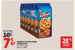 Auchan GRANOLA EXTRA COOKIE CHOCOLAT LU offre