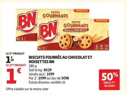 Auchan BISCUITS FOURRÉS AU CHOCOLAT ET NOISETTES BN offre