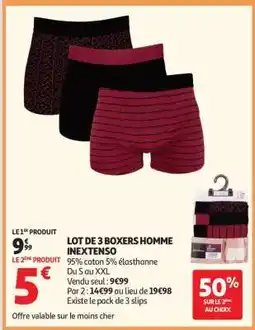 Auchan LOT DE 3 BOXERS HOMME INEXTENSO offre