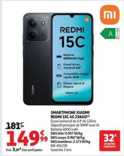 Auchan SMARTPHONE XIAOMI REDMI 15C 4G 256GO offre