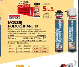 Master Pro SOUDAL Mousse polyurethane 1k offre