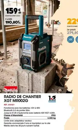 Master Pro MAKITA Radio de chantier xgt mr002g offre