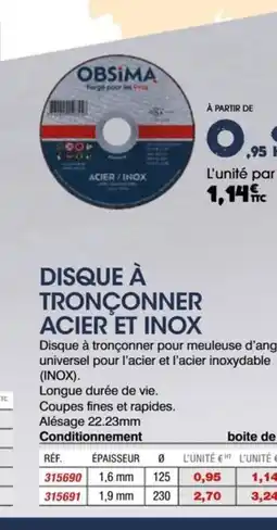 Master Pro Disque à tronçonner acier et inox offre